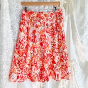 Orange and Pink Summer Romance Flowy Silk Skirt